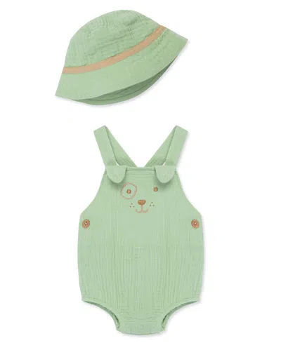 Little Me Baby Boys Puppy Sunsuit With Hat In Green