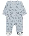Little Me Baby Boys Raccoon-print Footed Coverall In Blue