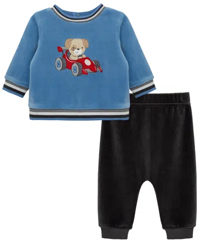 Little Me Baby Boys' Racing Puppy Graphic Sweatshirt And Pants, 2-piece Set In Blue