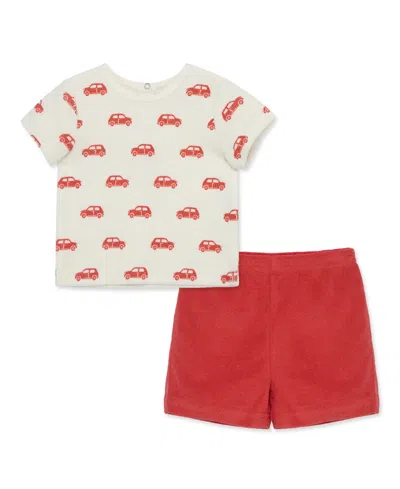 Little Me Baby Boys Red Cars Shorts Set