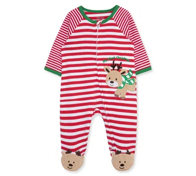 Little Me Baby Boys' Reindeer Stripe Footed Coveralls In Multi