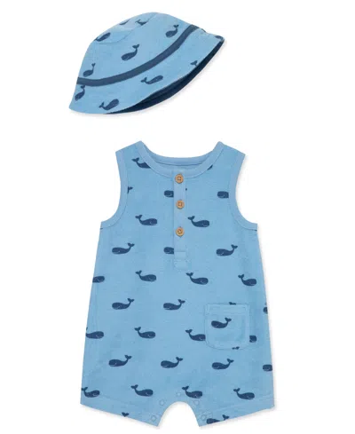 Little Me Baby Boys Romper With Hat In Blue