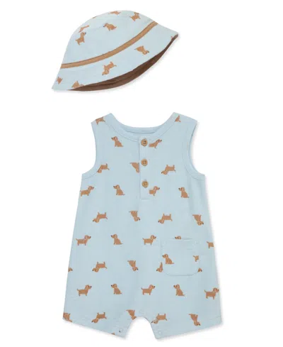 Little Me Baby Boys Romper With Hat In Blue