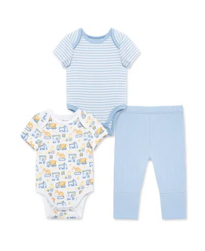 Little Me Babies'  3-peice Bodysuit & Leggings Set In Blue