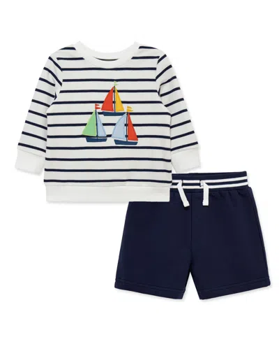 Little Me Baby Boys' Round Neck T-shirt And Shorts, 2-piece Set In Multi