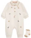 Little Me Safari Polo Romper & Socks Set In Neutral