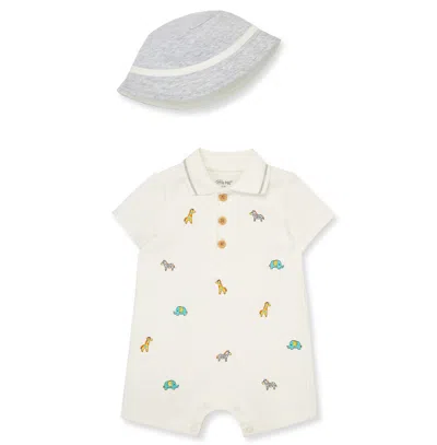 LITTLE ME BABY BOYS SAFARI ROMPER WITH HAT