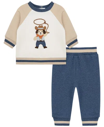 Little Me Baby Boys' Western Pup Active Crewneck Sweatshirt And Pants, 2-piece Set In Multi