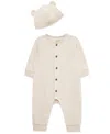 Little Me Baby Button-down Coverall & Hat Set In Neutral