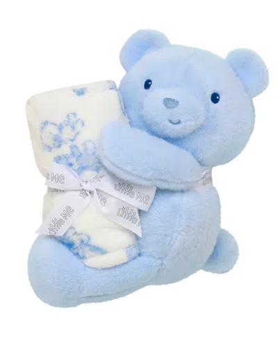 Little Me Baby Faux Fur Plush Bear And Blanket, 2-piece Set In Blue