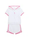 LITTLE ME BABY GIRL'S 2-PIECE CONTRAST HOODIE & SHORTS SET