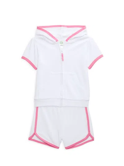 Little Me Baby Girl's 2-piece Contrast Hoodie & Shorts Set In White