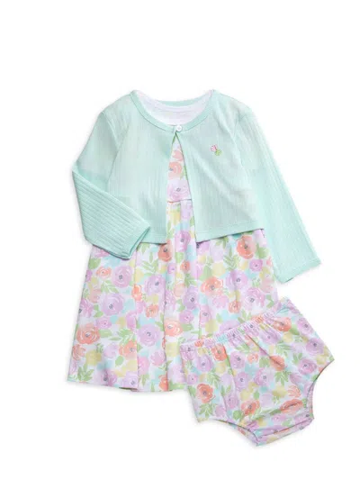 Little Me Baby Girl's 3-piece Floral Cardigan, Dress & Bloomers Set