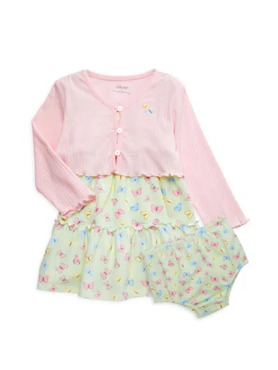 Little Me Baby Girl's 3-piece Floral Dress, Shirt & Bloomers Set In Green