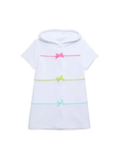 Little Me Baby Girl's Bow Hooded Coverup In White