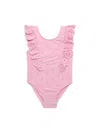 LITTLE ME BABY GIRL'S EYELET EMBROIDERED ONE PIECE SWIMSUIT