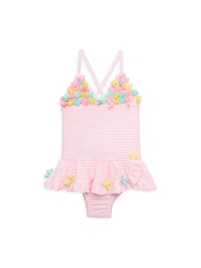 Little Me Baby Girl's Striped One Piece Swimsuit In Pink