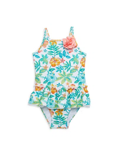 Little Me Baby Girl's Tropical Print One Piece Swimsuit In Neutral