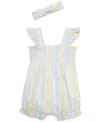 Little Me Baby Girls 2-pc. Candy Stripe Bubble Romper & Headband Set