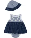 Little Me Baby Girls 2-pc. Daisies Stripe Popover Dress & Hat Set