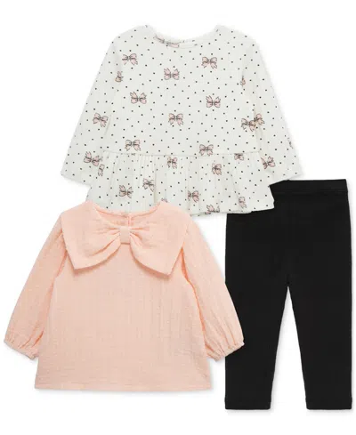 Little Me Baby Girls 3-pc. Bow Shirt & Leggings Play Set In Multi