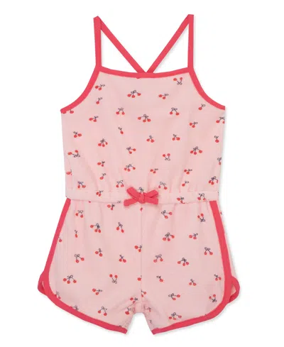 Little Me Baby Girls Cherry Terry Romper In Pink