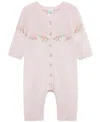 Little Me Baby Girls Cotton Garland Sweater Coverall In Pink