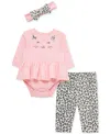 Little Me Leopard Bodysuit, Pants & Headband Set In Multi