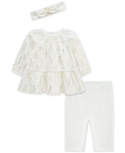 Little Me Baby Girls Cotton Trees Tunic, Headband & Leggings, 3 Piece Set In White
