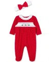 Little Me Dainty Trees Cotton Footie & Headband Set In Multi