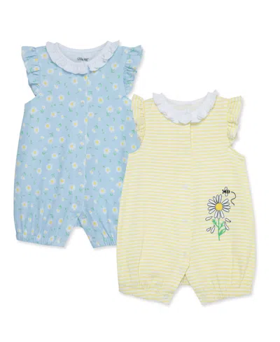 Little Me Baby Girls Daisies 2 Pack Rompers In Yellow