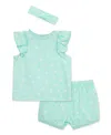 LITTLE ME BABY GIRLS DAISIES SHORTS SET WITH HEADBAND