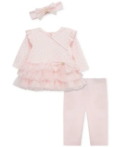 Little Me Baby Girls Dot Shine Tutu Top, Leggings & Headband, 3 Piece Set In Multi