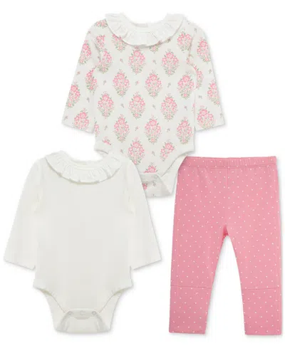 Little Me Baby Girls Floral Bodysuits & Pants, 3 Piece Set In Multi
