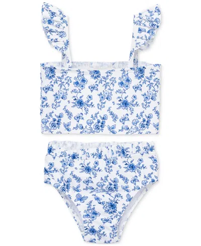 Little Me Baby Girls Floral-print 2-piece Swimsuit In Blue