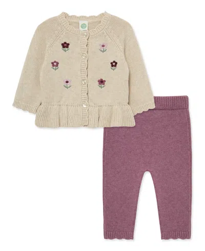 Little Me Baby Girls' Flower Sweater And Pants, 2-piece Set In Multi