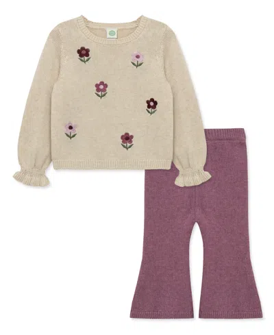 Little Me Baby Girls' Garden Floral Embroidered Sweater And Flare Pants, 2-piece Set In Multi