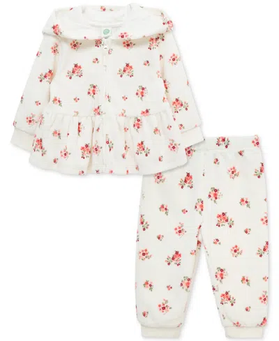 Little Me Baby Girls Garden Hoodie & Pants, 2 Piece Set In White