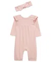 Little Me Baby Girls Jumpsuit & Headband Set In Pink