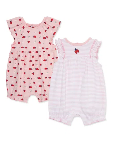 Little Me Baby Girls Ladybug 2 Pack Rompers In Pink
