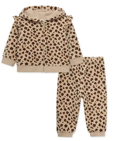 Little Me Baby Girls' Leopard Print Hoodie And Joggers, 2-piece Set In Animal Print