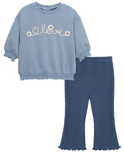 Little Me Baby Girls' Long-sleeve Sweatshirt And Leggings, 2-piece Set In Multi