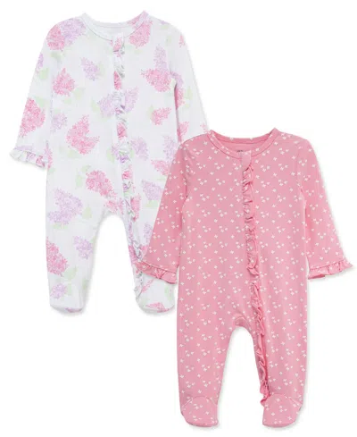 Little Me Babies'  Lilacs Pack Of 2 Footies In Pink