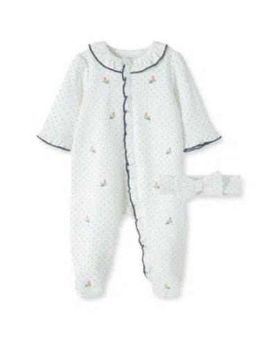 Little Me Baby Girls Rosebud Footed Coverall And Headband, 2 Piece Set In Ivory
