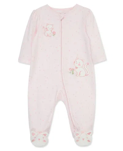 Little Me Baby Girls Sweet Kitties Coverall In Pink