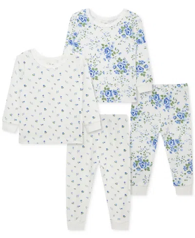 Little Me Baby Girls Toile Pajamas, 4 Piece Set In Blue