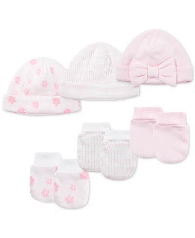 Little Me Baby Hats & Mittens, 6 Piece Set In Pink