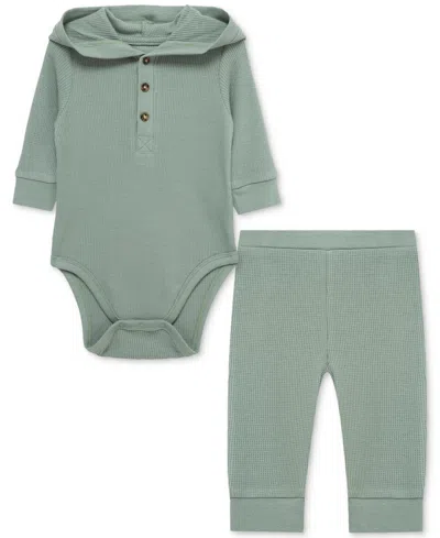 Little Me Baby Hooded Bodysuit & Pants, 2 Piece Set In Green