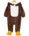 Little Me Baby Turkey Minky Fleece Footed Coverall In Brown