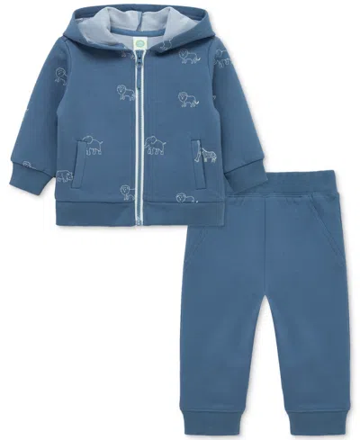 Little Me Baby Zip-up Safari Hoodie & Pants, 2 Piece Set In Blue